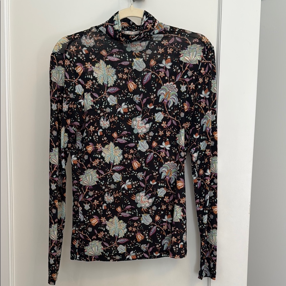 Ulla Johnson Gray and White Fitted Long Sleeve Blouse